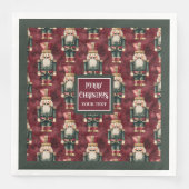 Klassieke notenkraker bordeaux diepgroene servette servet (Voorkant)