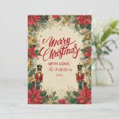 Klassieke Notenkraker rood en goud Feestdagenkaart (Staand voorkant)