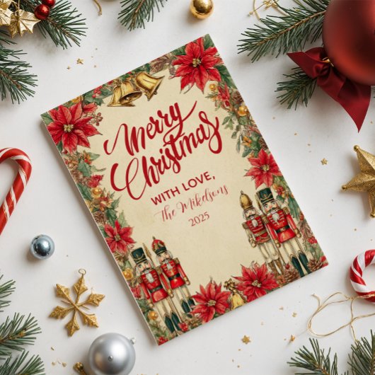 Klassieke Notenkraker rood en goud Feestdagenkaart