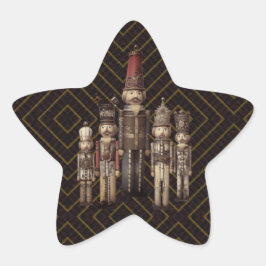 Klassieke Notenkraker Soldaten Bruin Goud Traditio Ster Sticker