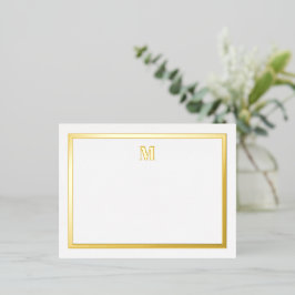 Klassieke notitiekaart met goud folie serif initia