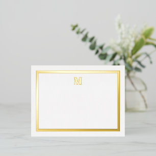 Klassieke notitiekaart met goud folie serif initia