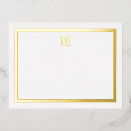 Klassieke notitiekaart met goud folie serif initia
