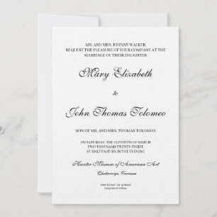 Klassieke officiële uitnodiging tot huwelijk