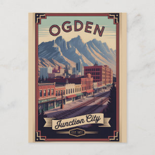 Klassieke Ogden Utah Retro Reis Feestdagenkaart