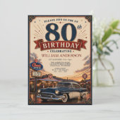 Klassieke Oldtimer 80ste Verjaardag Kaart (Staand voorkant)