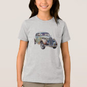 Klassieke Oldtimer Aquarel Illustratie Tri-Blend Shirt (Voorkant)
