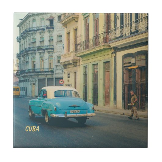 Klassieke Oldtimer Havana Cuba Straatfotografie Tegeltje (Voorkant)