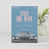 Klassieke Oldtimer huwelijksauto Save The Date (Staand voorkant)