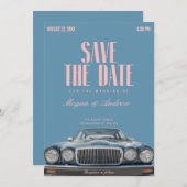 Klassieke Oldtimer huwelijksauto Save The Date (Voorkant / Achterkant)