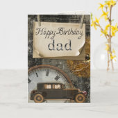 Klassieke Oldtimer Verjaardag Papa Kaart (Gele Bloem)