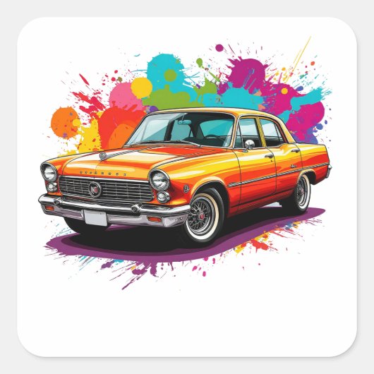Klassieke Oldtimer Vierkante Sticker (Voorkant)