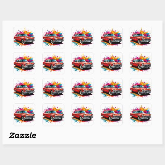 Klassieke Oldtimer Vierkante Sticker (Vel)