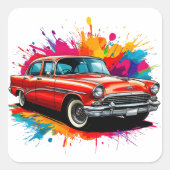 Klassieke Oldtimer Vierkante Sticker (Voorkant)