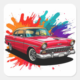 Klassieke Oldtimer Vierkante Sticker