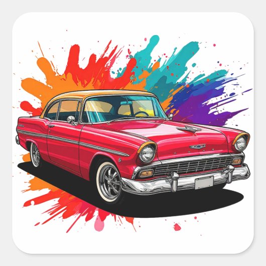 Klassieke Oldtimer Vierkante Sticker (Voorkant)