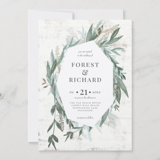 Klassieke olie met goudeffect bruiloft nodigt uit kaart (Voorkant)