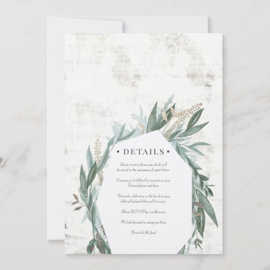 Klassieke olie met goudeffect bruiloft nodigt uit kaart (Achterkant)