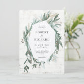 Klassieke olie met goudeffect bruiloft nodigt uit kaart (Staand voorkant)