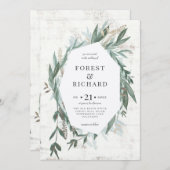 Klassieke olie met goudeffect bruiloft nodigt uit kaart (Voorkant / Achterkant)