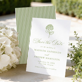 Klassieke Olijfgroene Hortensia Bruiloft Save The Date