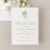 Klassieke Olijfgroene Hortensia Bruiloft Save The Date