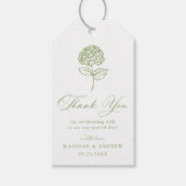 Klassieke Olijfgroene Hydrangea Huwelijks Dankjewe Cadeaulabel (Voorkant)