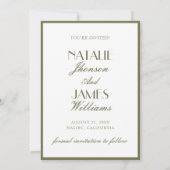 Klassieke Olijfgroene Old Money Boho Bruiloft Save The Date (Achterkant)