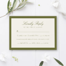 Klassieke olijfgroene typografie trouw-RSVP