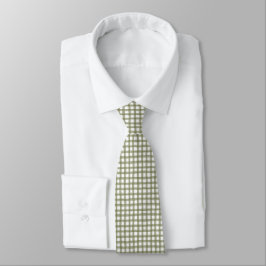 Klassieke Olive Green Gingham Plaid Patroon Vakant Stropdas