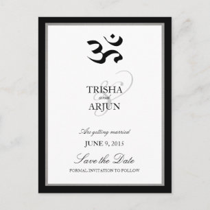 Klassieke Om Mantra Indiase bruiloft Save the Date Aankondigingskaart