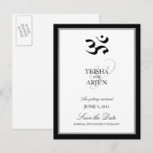 Klassieke Om Mantra Indiase bruiloft Save the Date Aankondigingskaart (Voorkant / Achterkant)