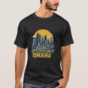 Klassieke Omaha Nebraska Zonsondergang Silhouet St T-shirt