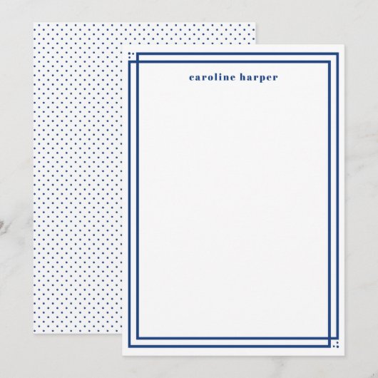 Klassieke omhuld in het Navy Mongram Notitiekaartje (Voorkant / Achterkant)