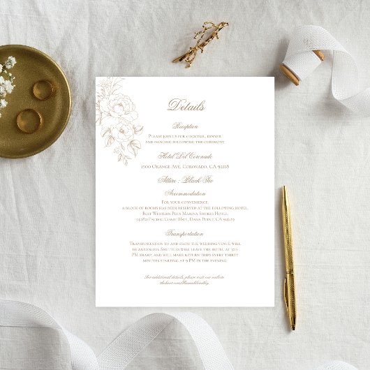 Klassieke Omlijning Bloemdetails Envelopkaart Informatiekaartje