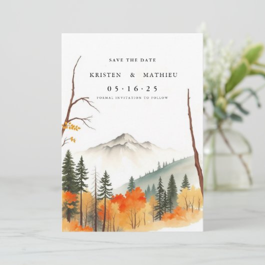 Klassieke online berg save the date (Staand voorkant)