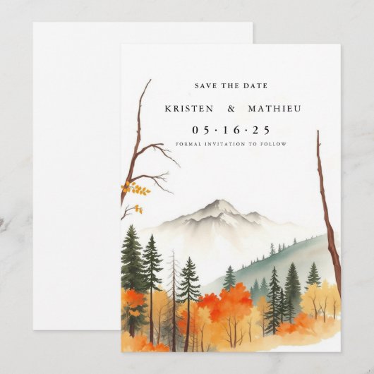 Klassieke online berg save the date (Voorkant / Achterkant)