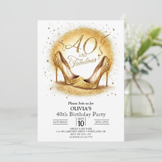 Klassieke Online Digitaal Goud 40e Verjaardag Kaart (Staand voorkant)