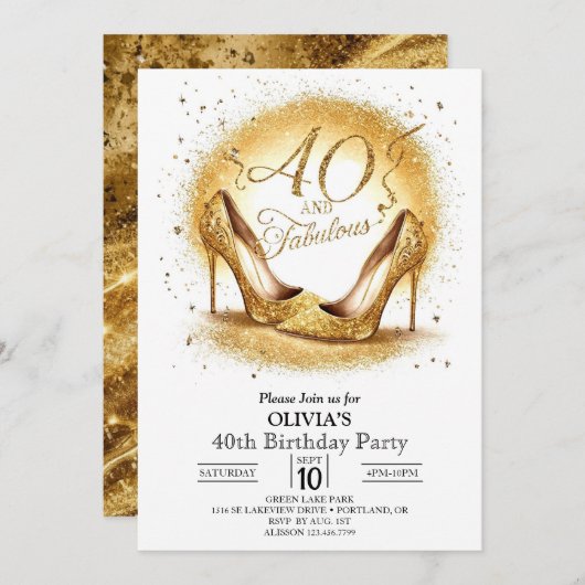 Klassieke Online Digitaal Goud 40e Verjaardag Kaart (Voorkant / Achterkant)