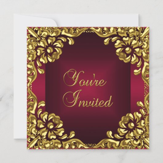 Klassieke ontwerpfeest uitnodiging goud bordeauxro (Voorkant)
