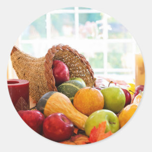 Klassieke oogsttafel Thanksgiving Ronde Sticker