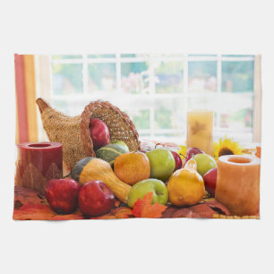 Klassieke oogsttafel Thanksgiving Theedoek