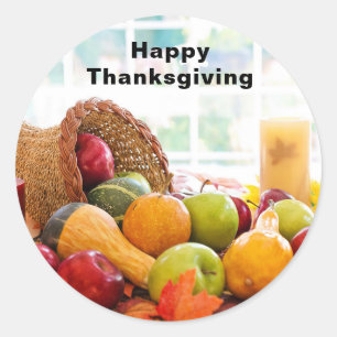 Klassieke oogsttafel voor Thanksgiving Ronde Sticker