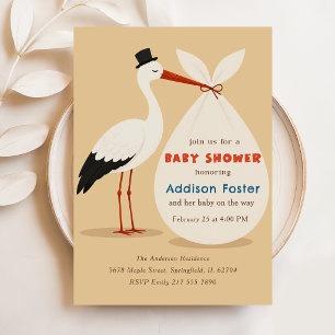 Klassieke Ooievaar Baby Borrel voor Jongen of Meis Kaart