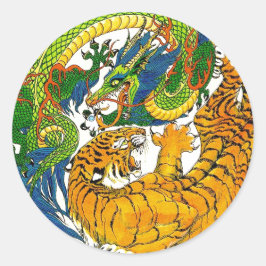 Klassieke  oosterse Yin Yang Dragon Tiger art Ronde Sticker