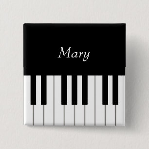 Klassieke, op maat gemaakte muziek op piano-toetse vierkante button 5,1 cm