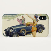 Klassieke open auto op het strand Case-Mate iPhone case (Achterkant (horizontaal))