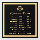 Klassieke openingstijden Business Logo Black Gold Raamsticker (Vel)