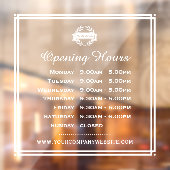 Klassieke Openingstijden Zakelijk Logo Wit Transpa Raamsticker (Vel 2)