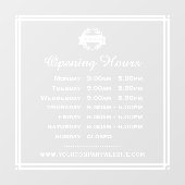 Klassieke Openingstijden Zakelijk Logo Wit Transpa Raamsticker (Vel)